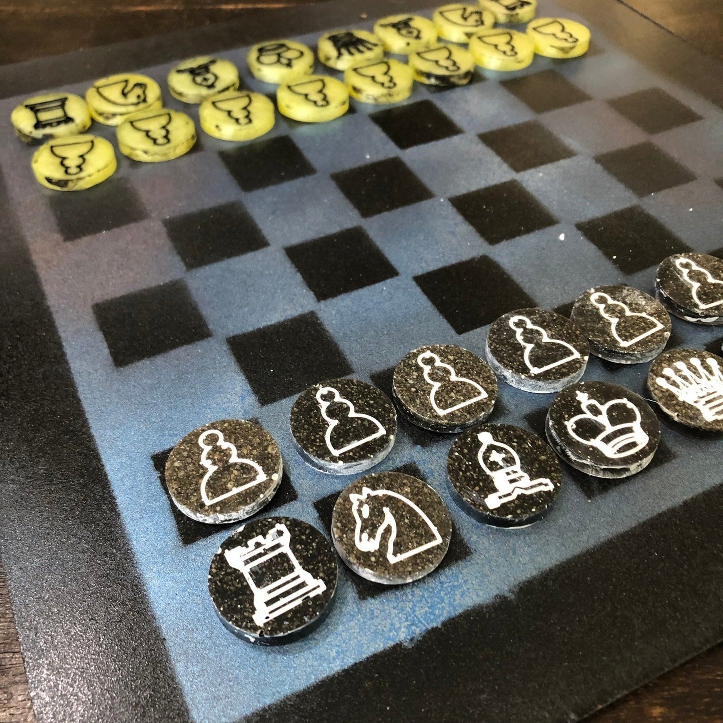 Painted Chess Set - Blue Green (Resin Pieces)