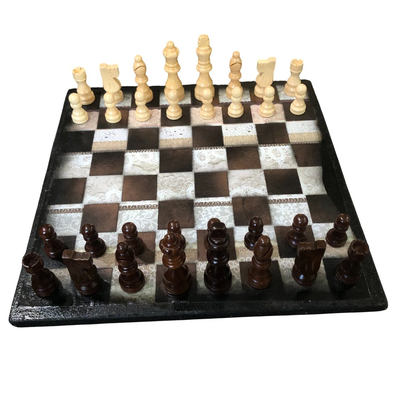 Scrapbook Chess Set - Vintage Rust Brown