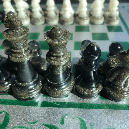 Chess Set - Green Silver