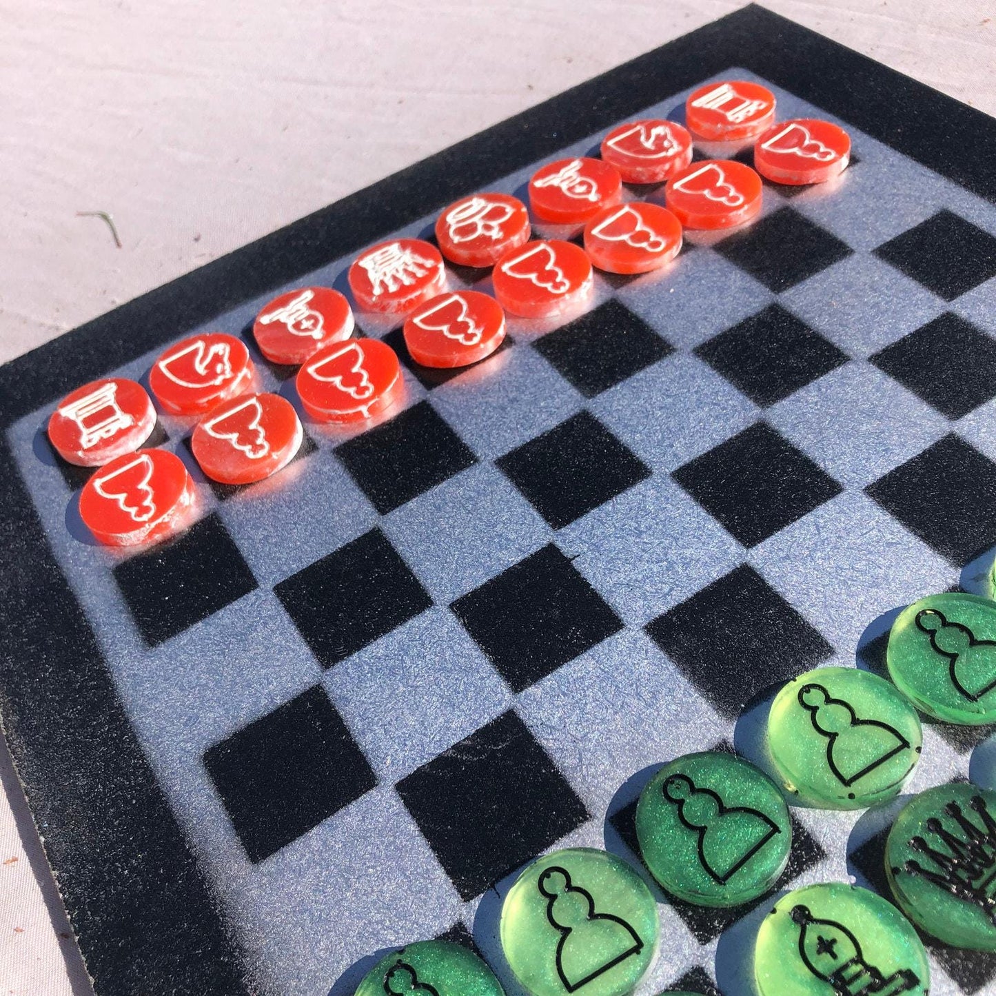 Chess Set - Green & Red