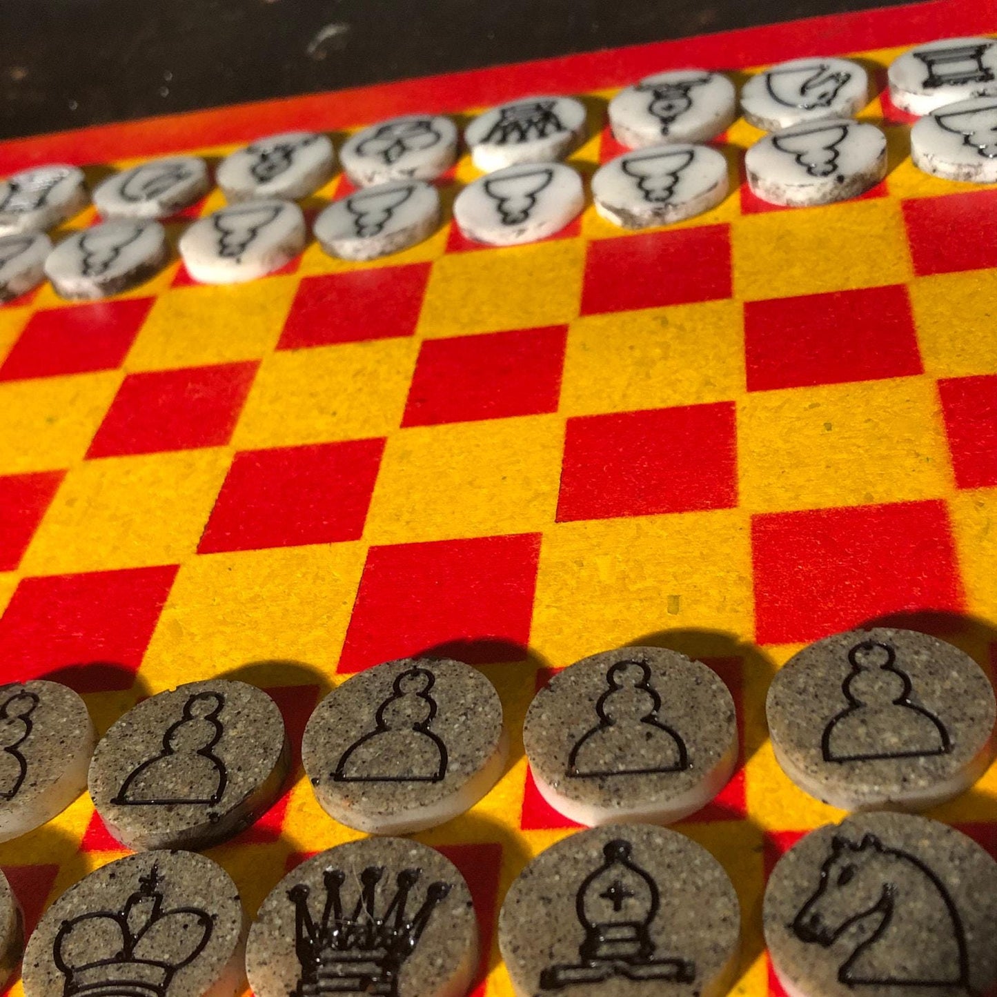 Chess Set - Yellow & Red (Resin Pieces)