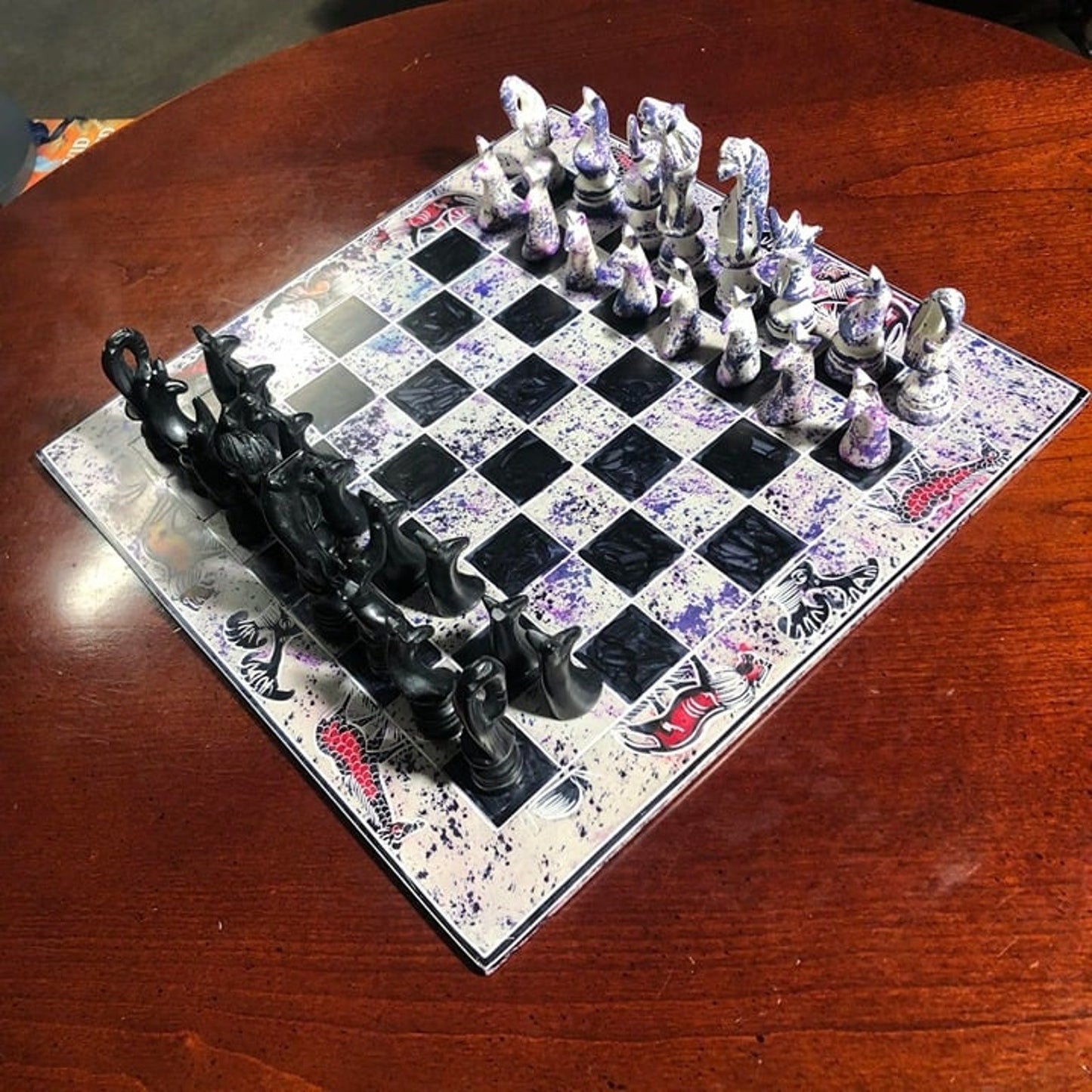 African Vintage Chess Set - Marble Styled Chess Board