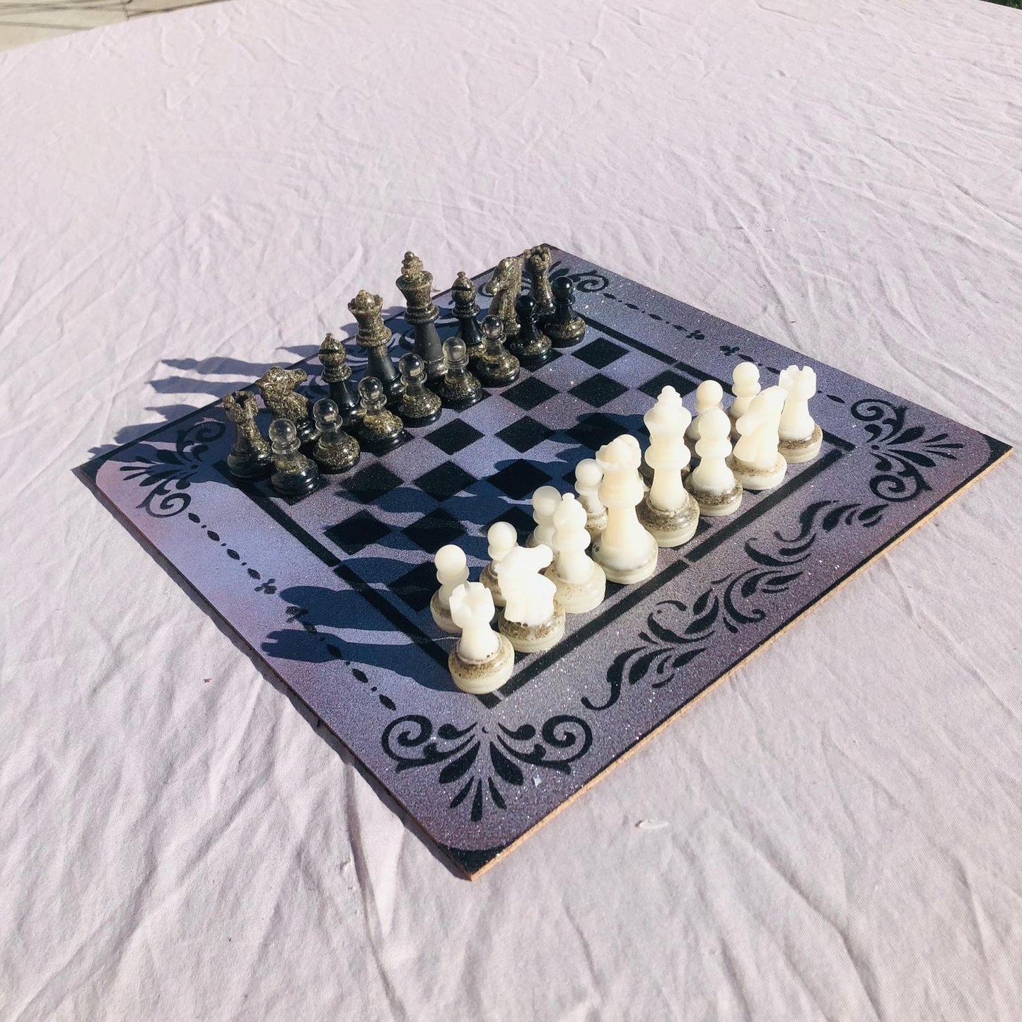 Chess Set - Sparkled Chrome