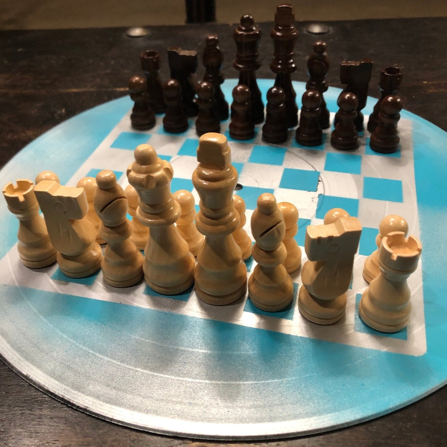 Vinyl Chess Set - Sky Blue Chrome