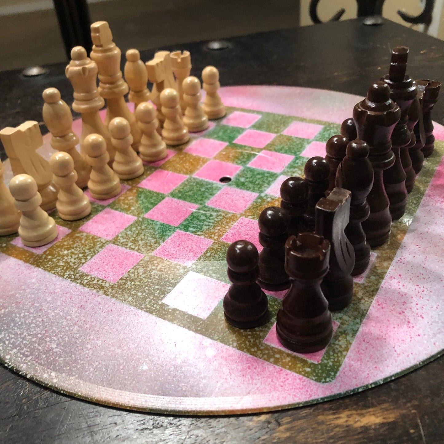 Vinyl Chess Set - Pink Green Mist