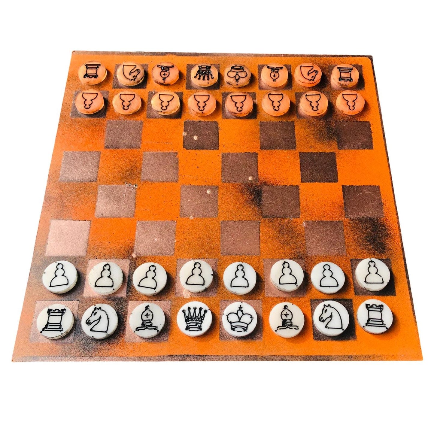 Chess Set - Orange Bronze