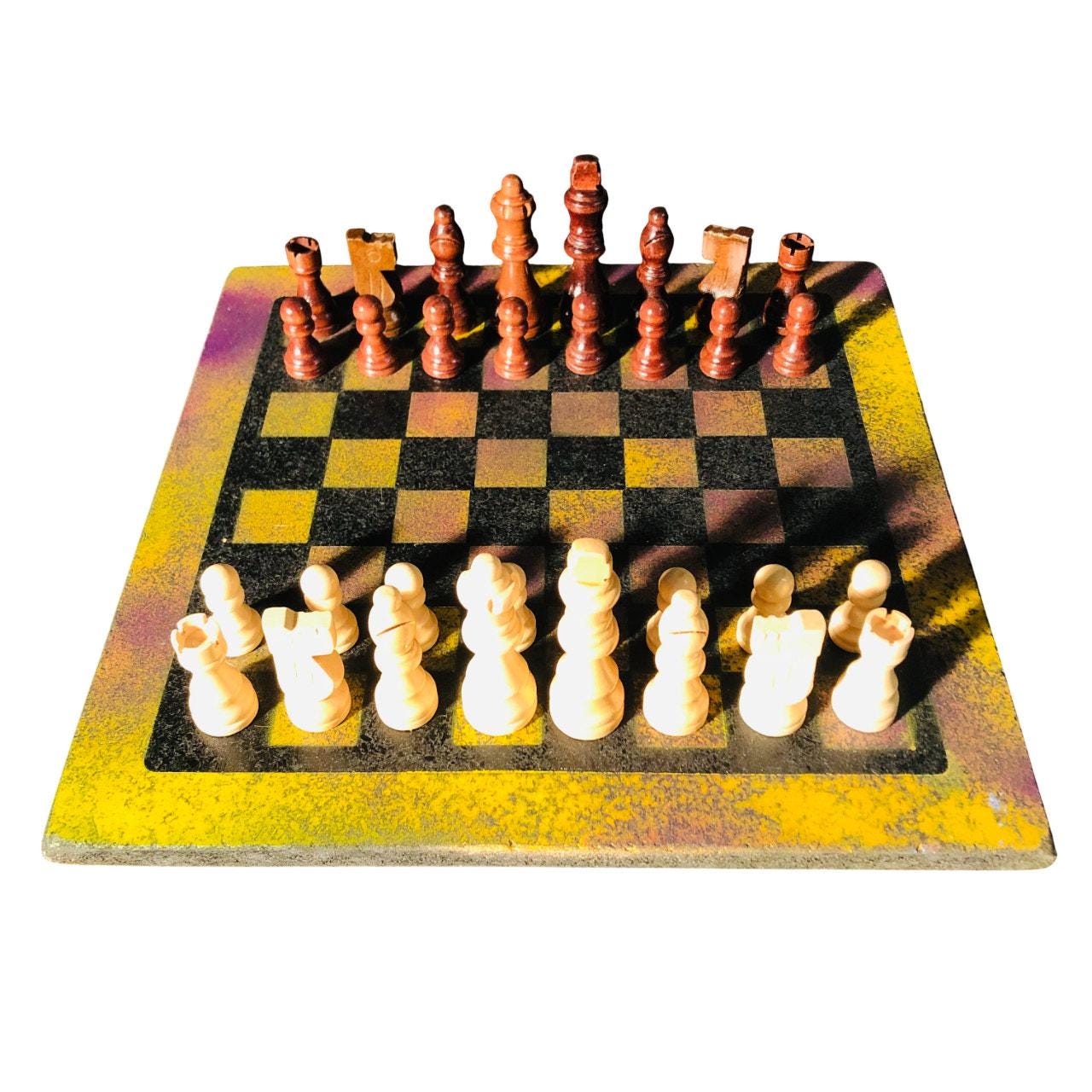 Chess Set - Rustic Yellow Purple