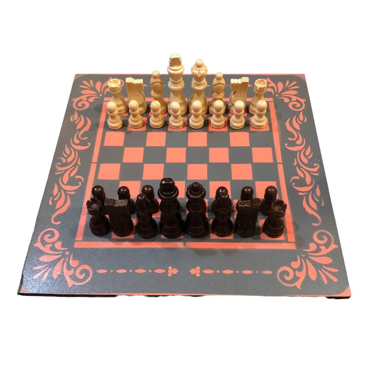 Chess Set - Gray & Peach Pink