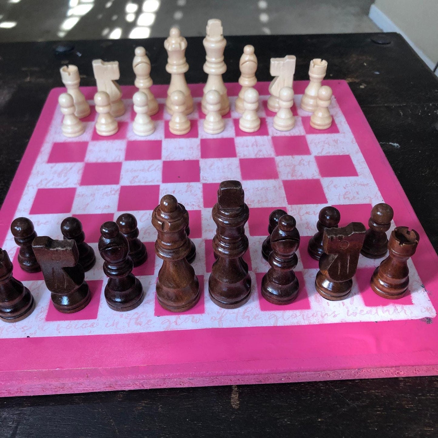 Scrapbook Chess Set - Pink Cursive