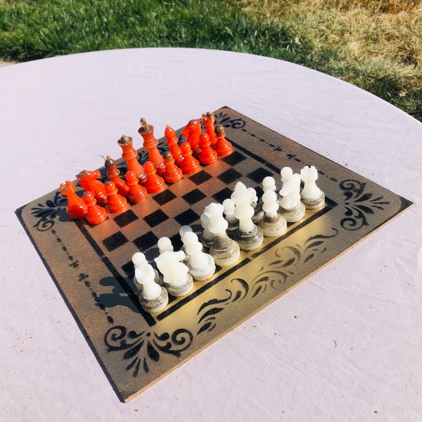 Chess Set - Gold Opal Red