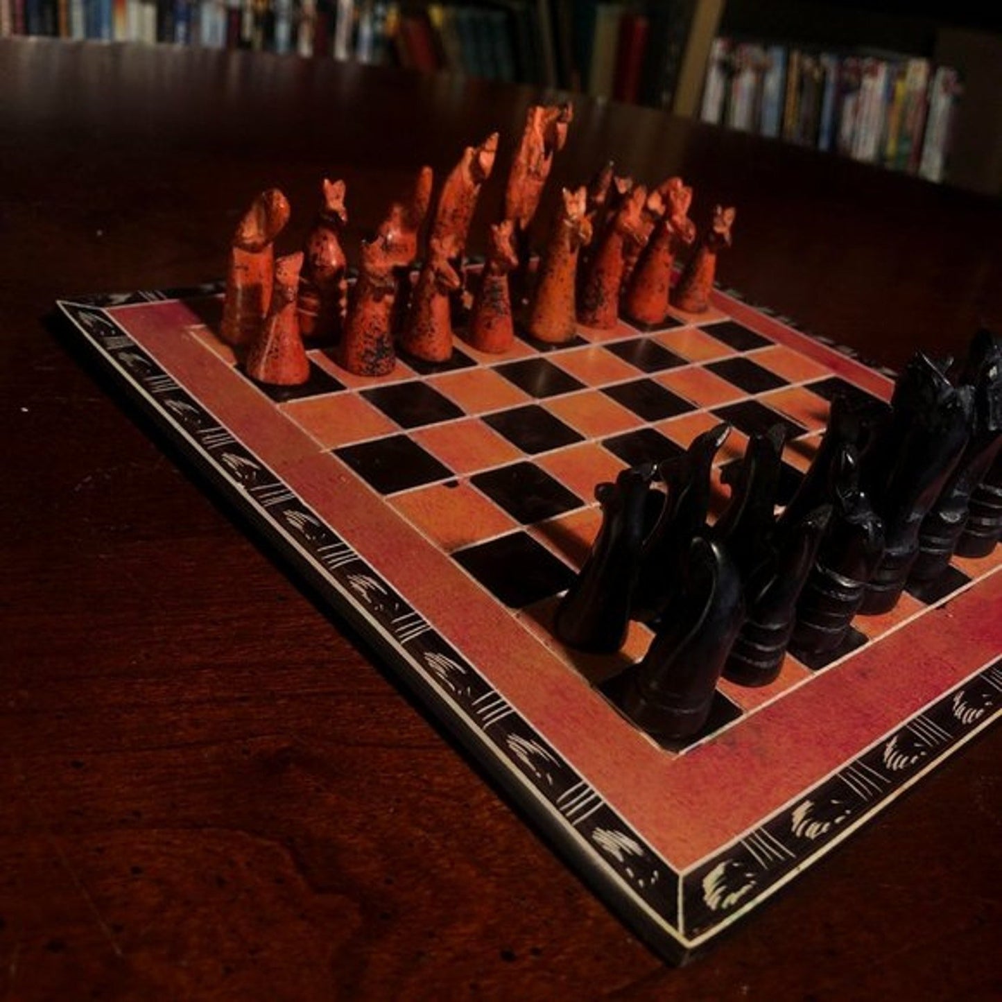 African Vintage Chess Set - Fancy Kenyan Chess Board