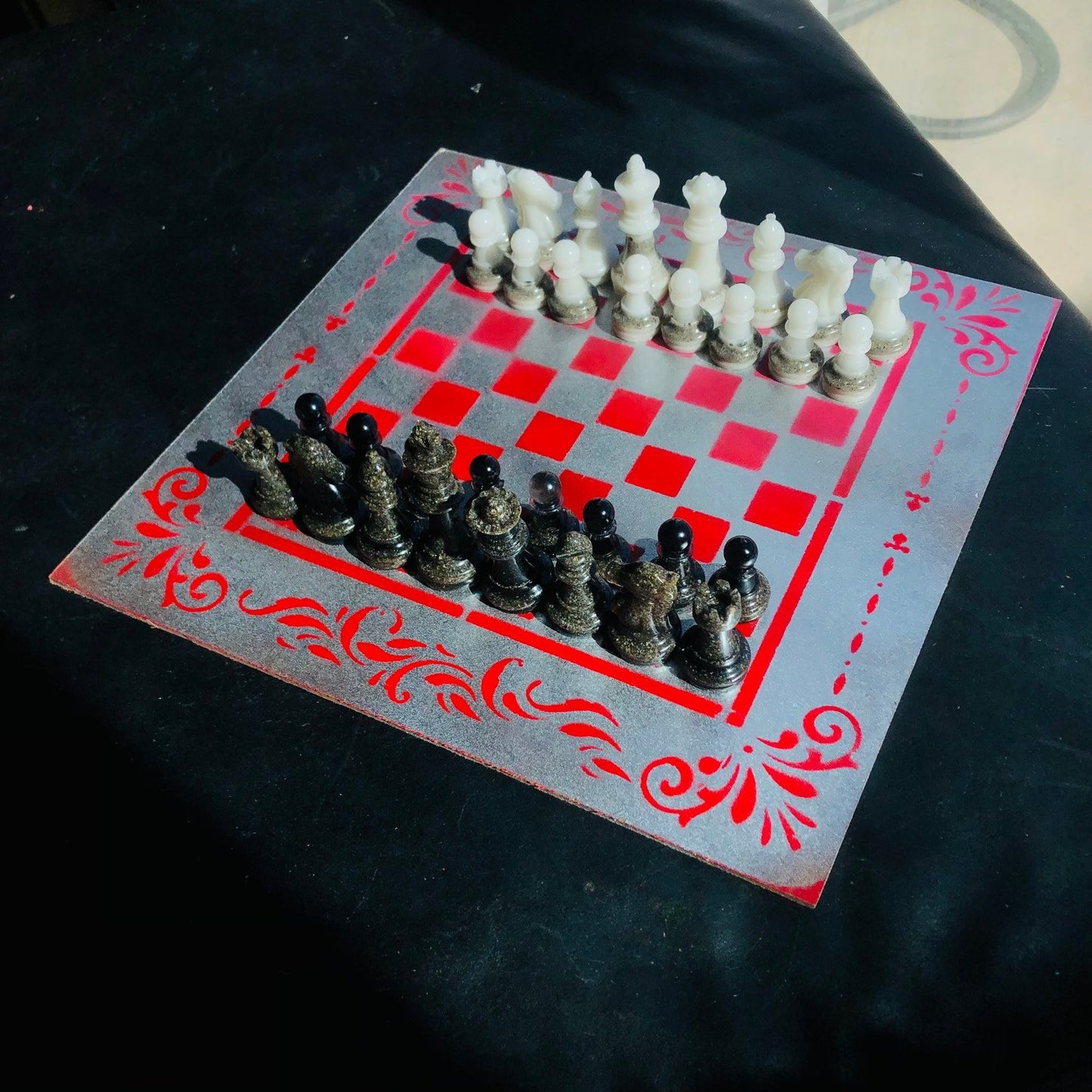 Chess Set - Red Silver