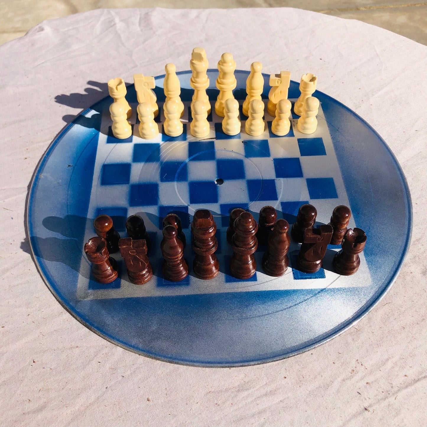 Vinyl Chess Set - Blue Chrome