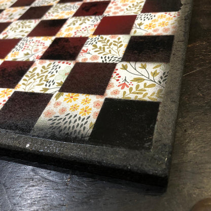 Scrapbook Chess Set - Tint Red Flowers