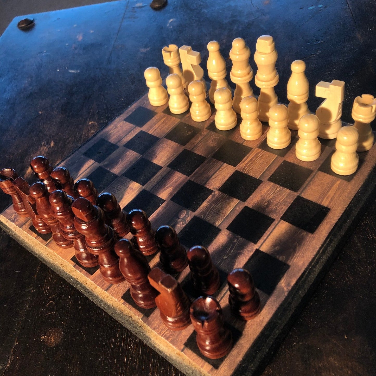 Scrapbook Chess Set - Brown Wood