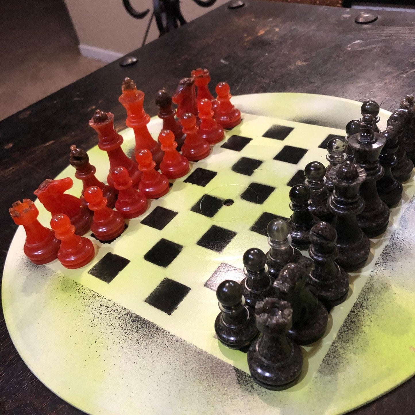 Vinyl Chess Set - Lemon Green (Resin Pieces)