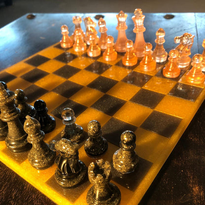 Handmade Resin Chess Set - Amber Yellow