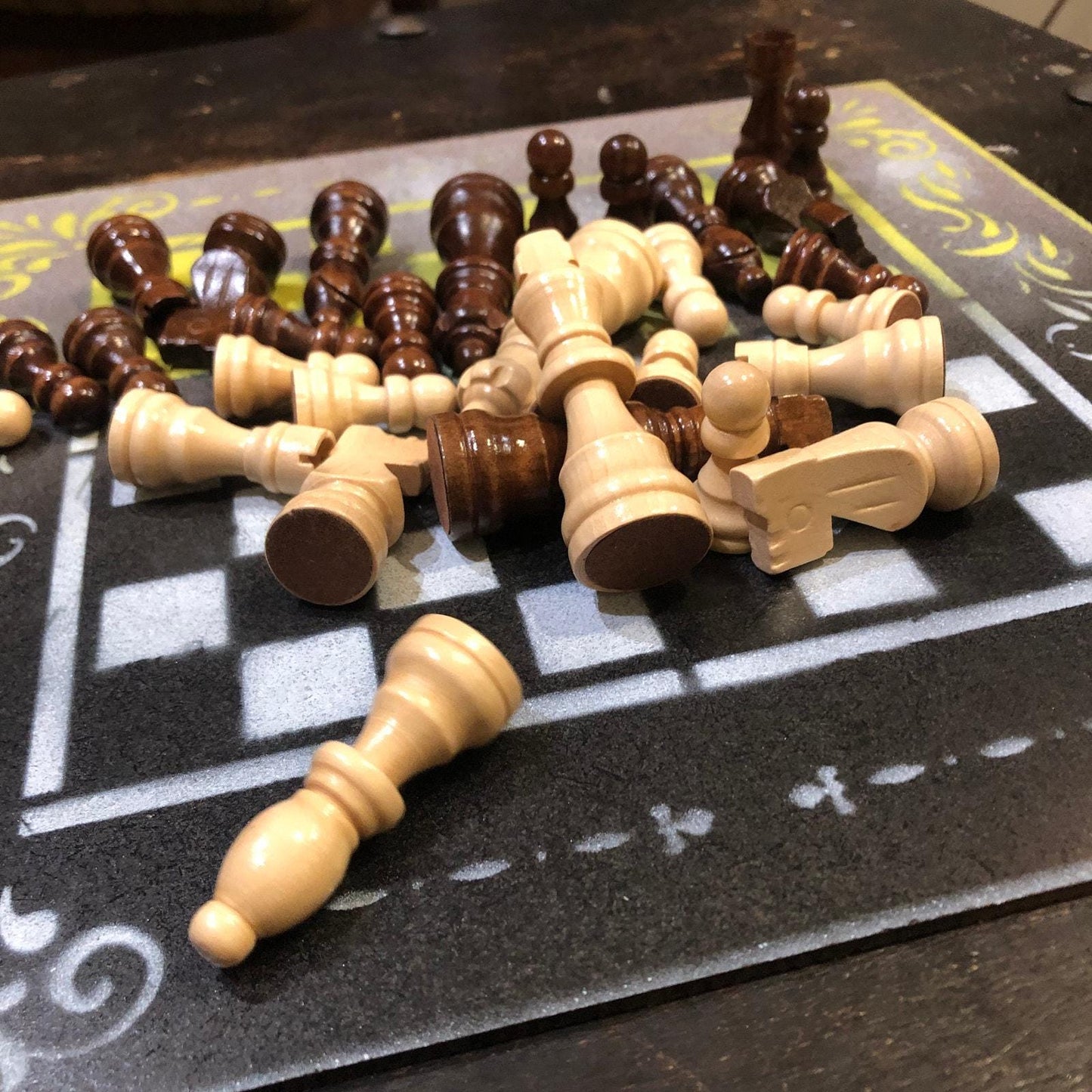 Chess Set - Black Yellow & White