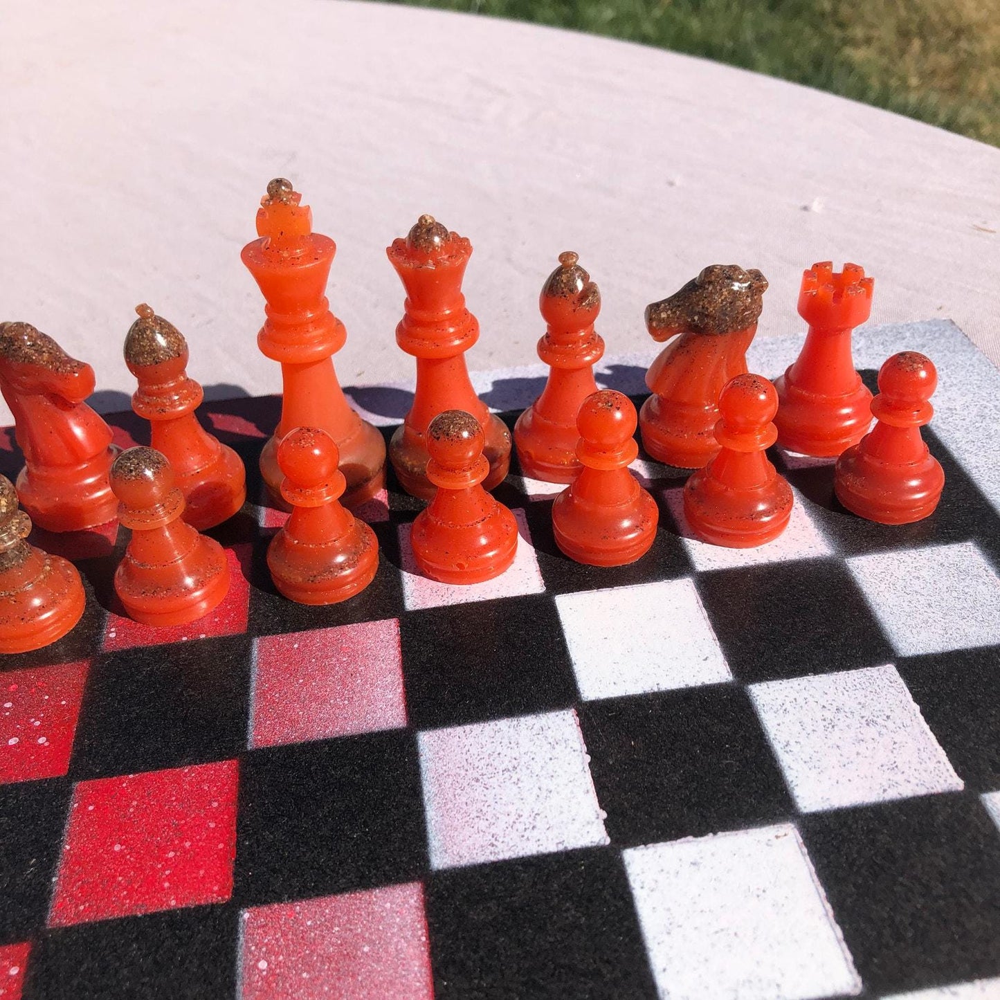 Chess Set - Fire Snow Opal Red