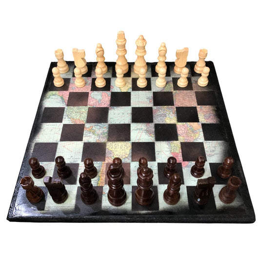 Scrapbook Chess Set - Global Map Edition