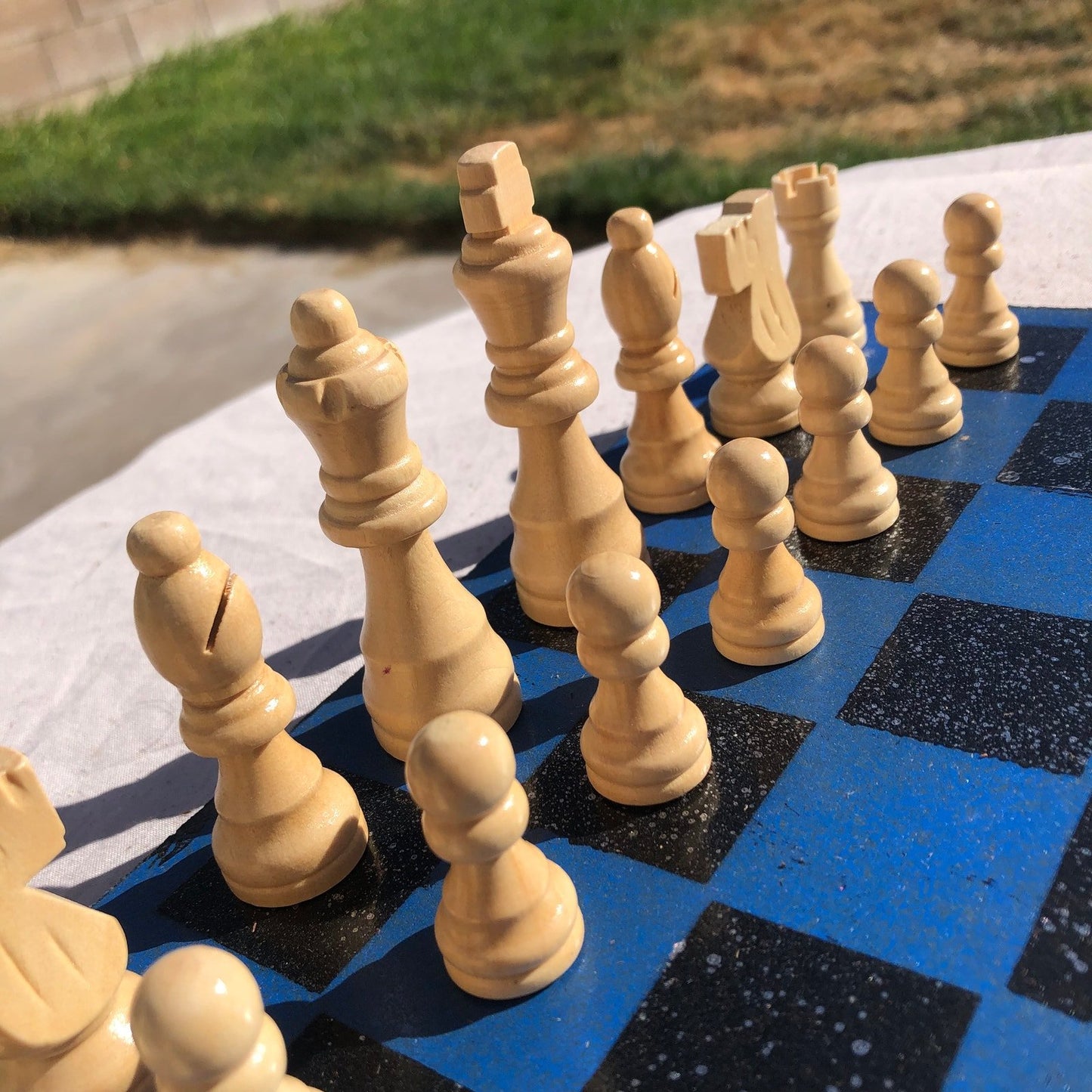 Chess Set - Silver Speckled Blue