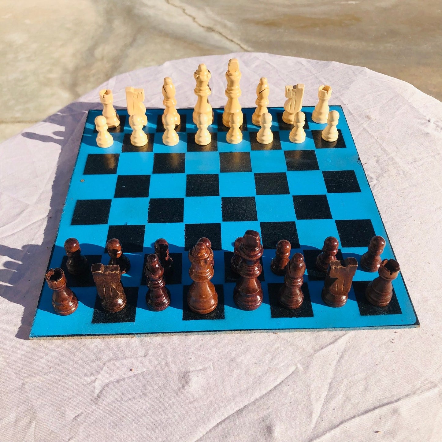 Chess Set - Sky Blue Gold