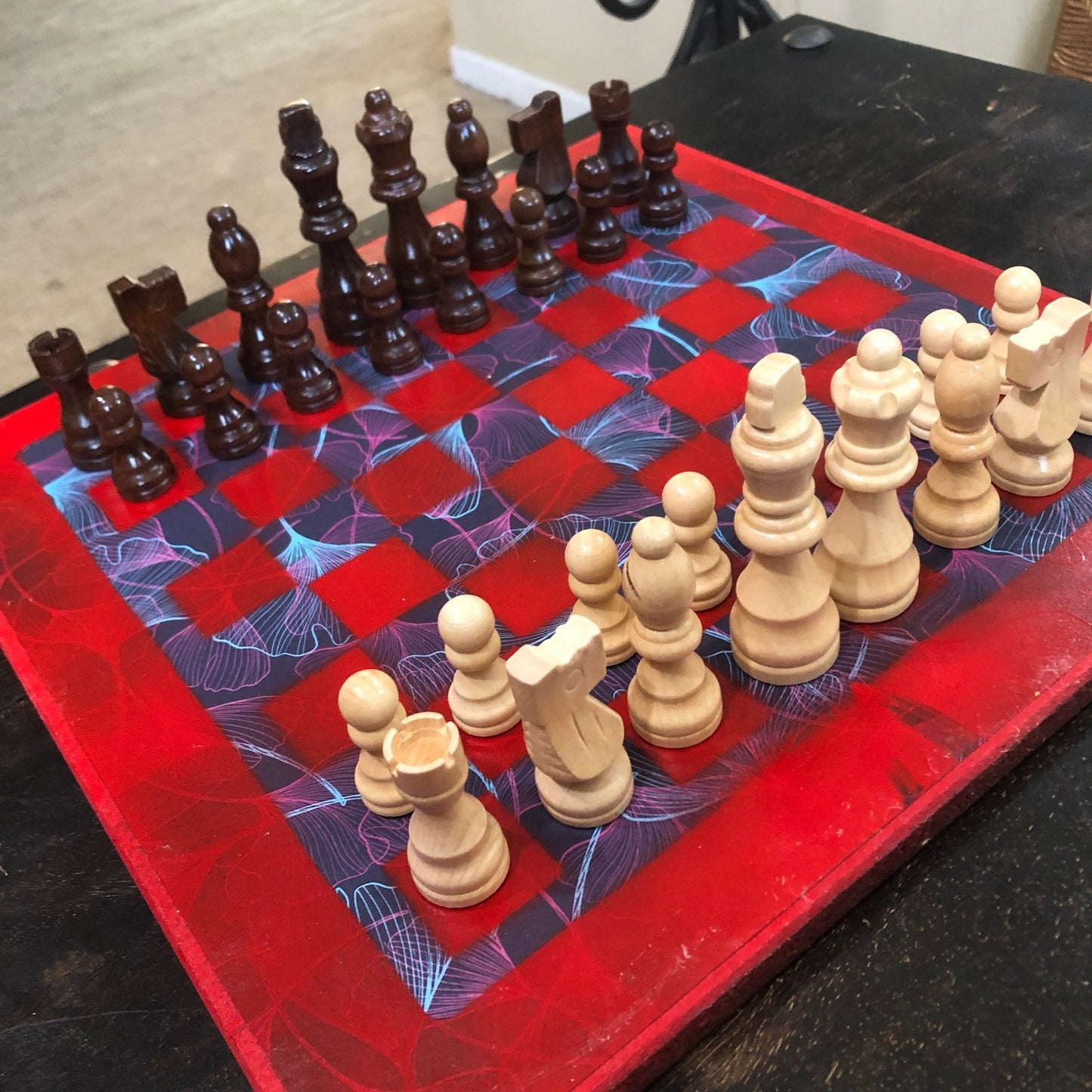 Scrapbook Chess Set - Candy Red Void