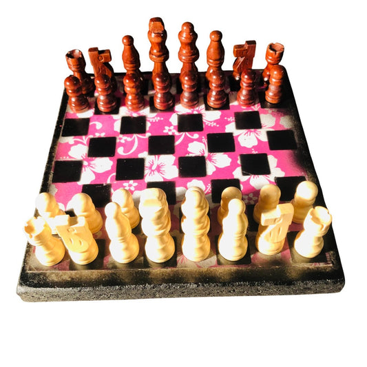 Scrapbook Chess Set - Pink & White Flower