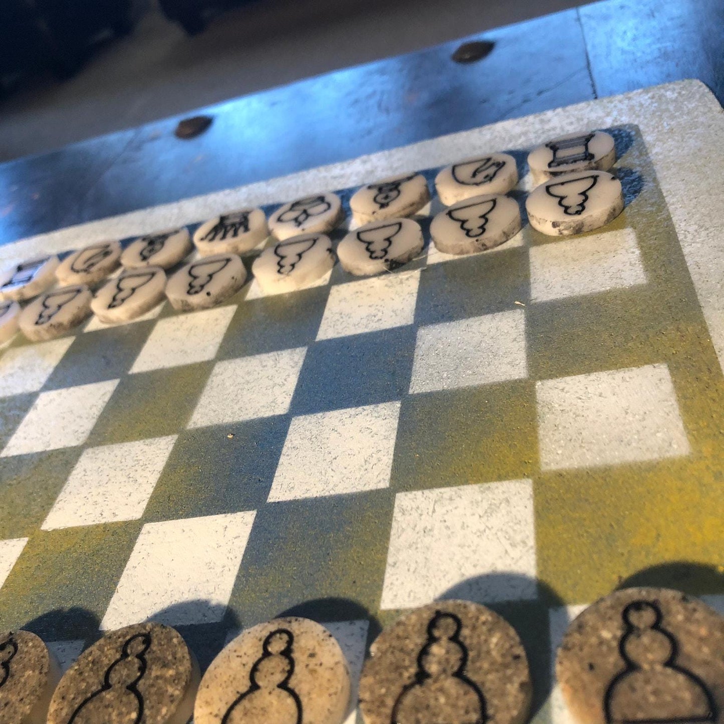 Chess Set - Blue & Yellow Mix (Resin Pieces)