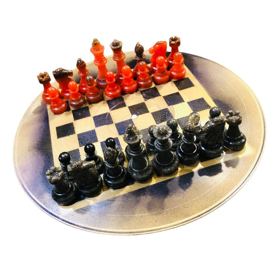 Vinyl Chess Set - Gold Fire Opal (Resin Pieces)