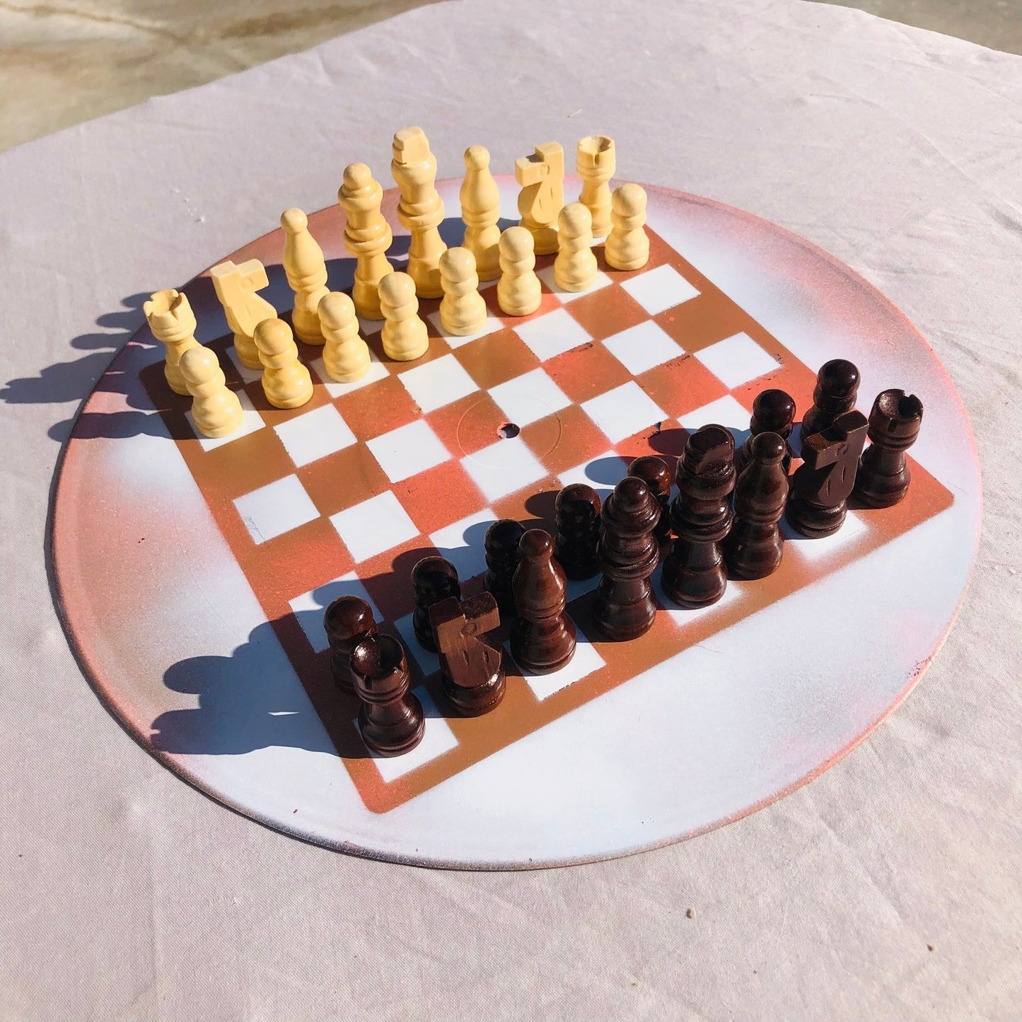 Vinyl Chess Set - Peach Cream