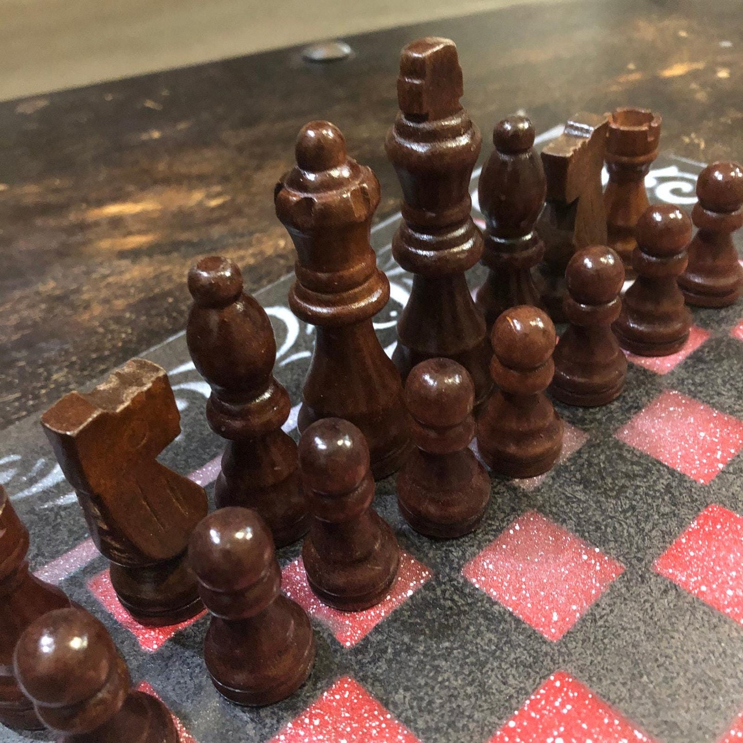 Chess Set - Burnt Red Snow