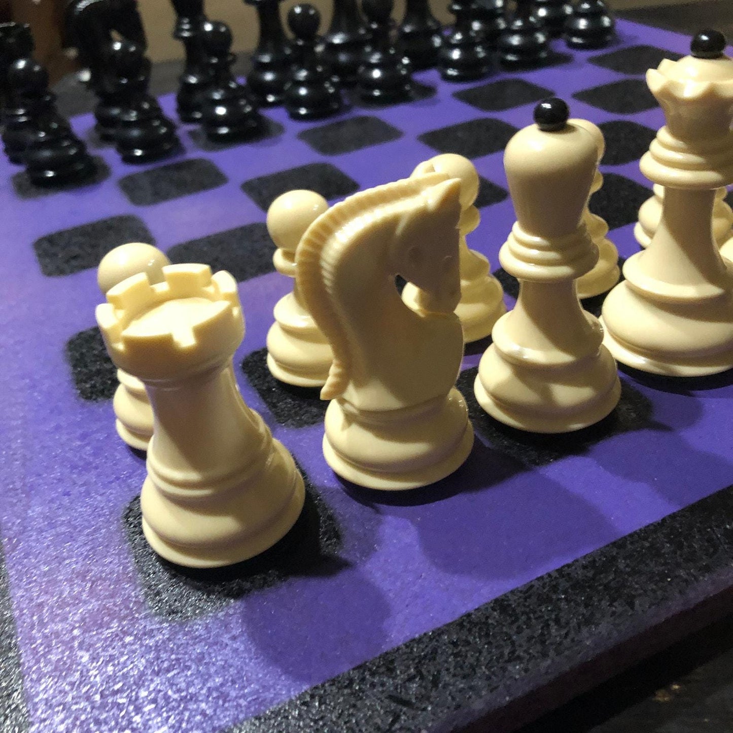 Large Painted Chess Set - Midnight Purple