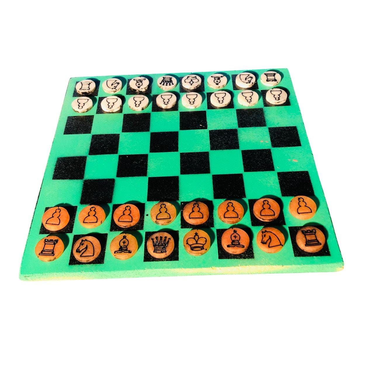 Chess Set - Green Black & Orange