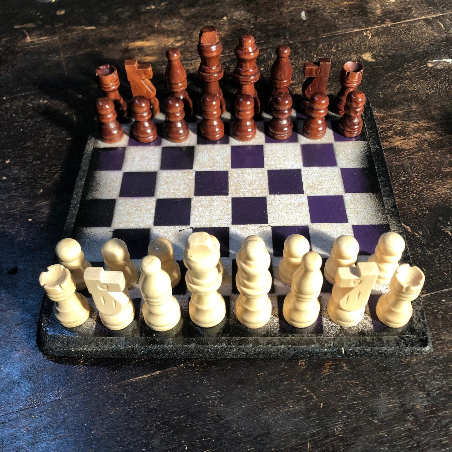 Scrapbook Chess Set - Classic Purple Yellow