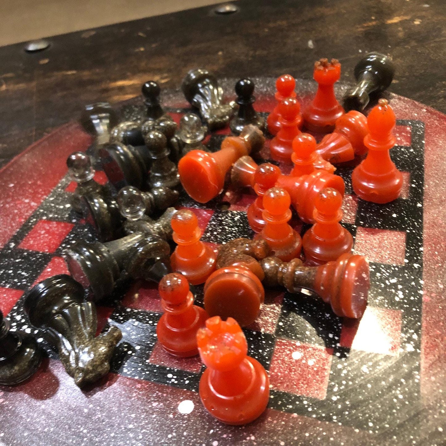 Vinyl Chess Set - Red Galaxy (Resin Pieces)