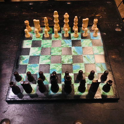 Scrapbook Chess Set - Green Crystal