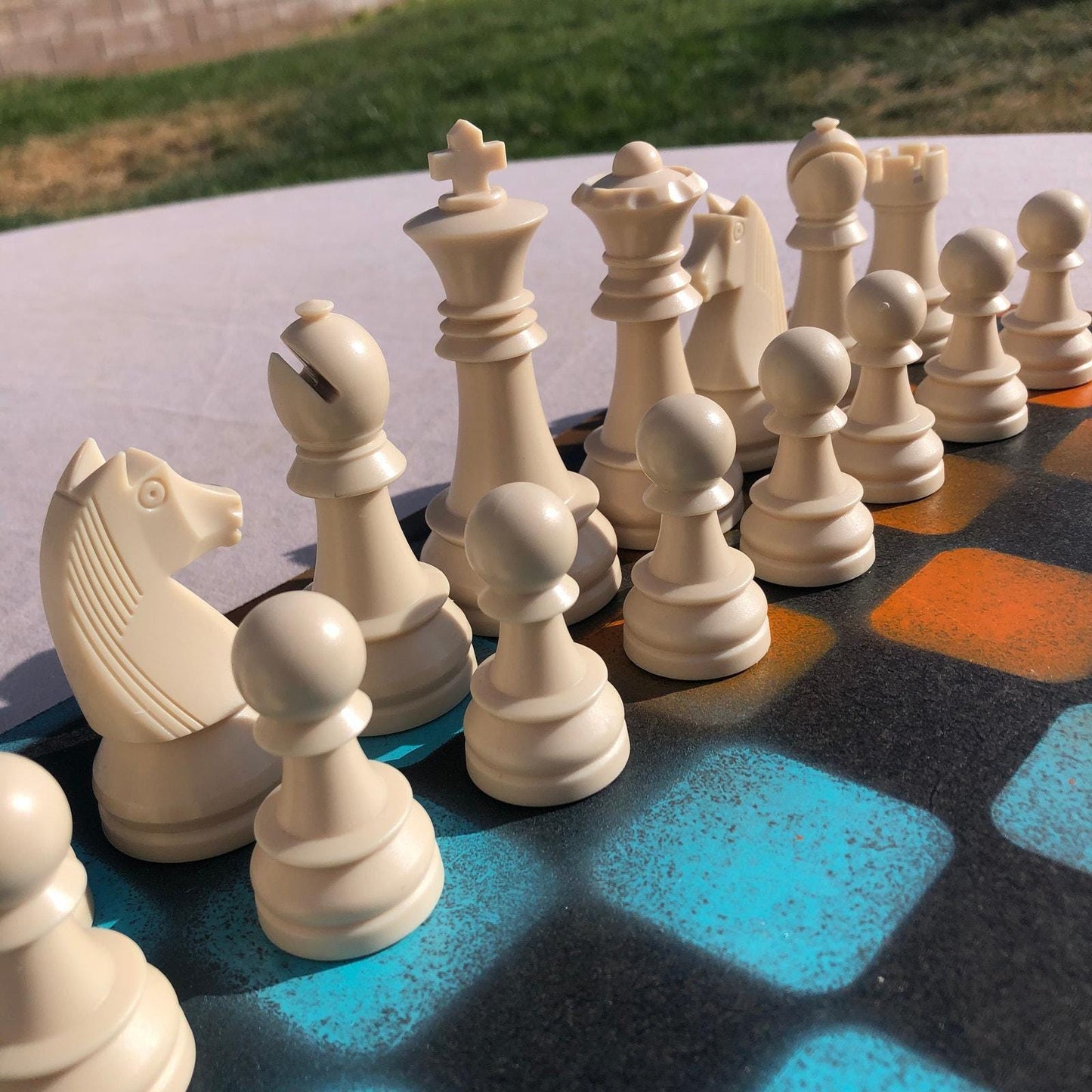 Large Chess Set - Blue & Orange