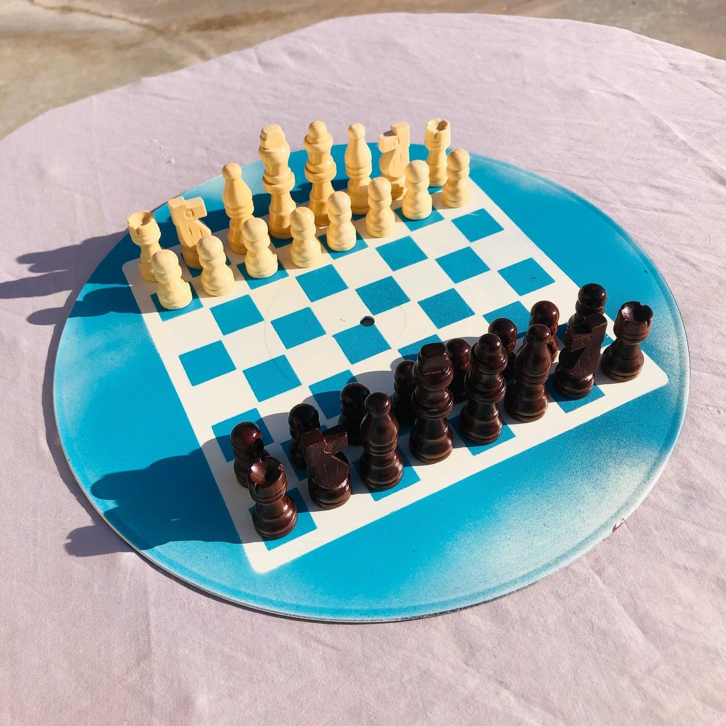 Vinyl Chess Set - Vintage Blue