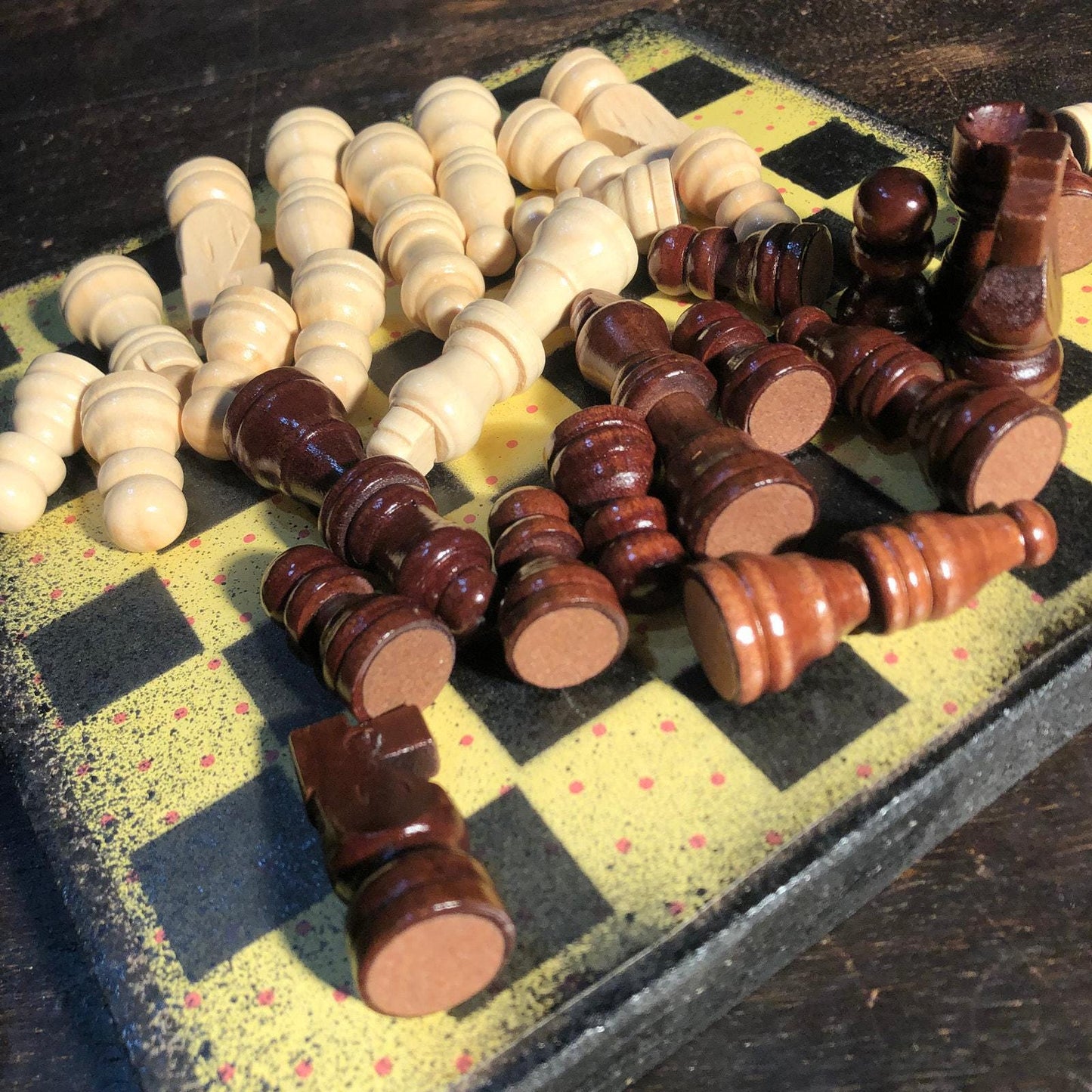 Scrapbook Chess Set - Polka Dot Yellow