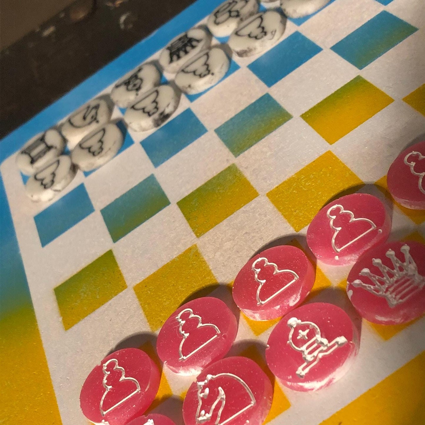 Chess Set - Pink Yellow & Blue Sunset Edition