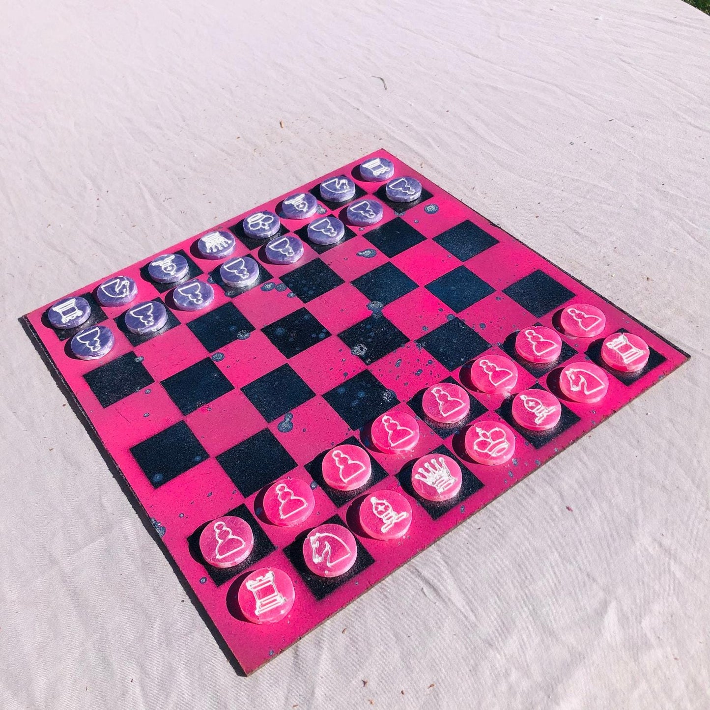 Chess Set - Sprinkled Chrome Pink