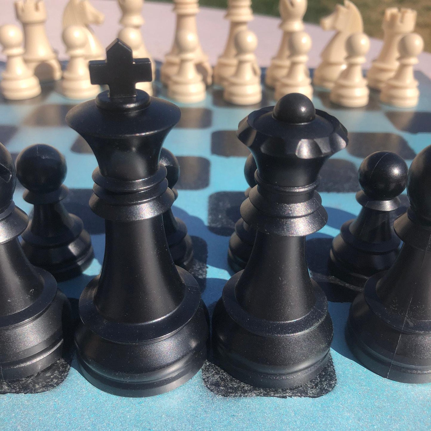 Large Chess Set - Bright Blue