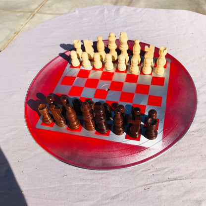 Vinyl Chess Set - Red Chrome
