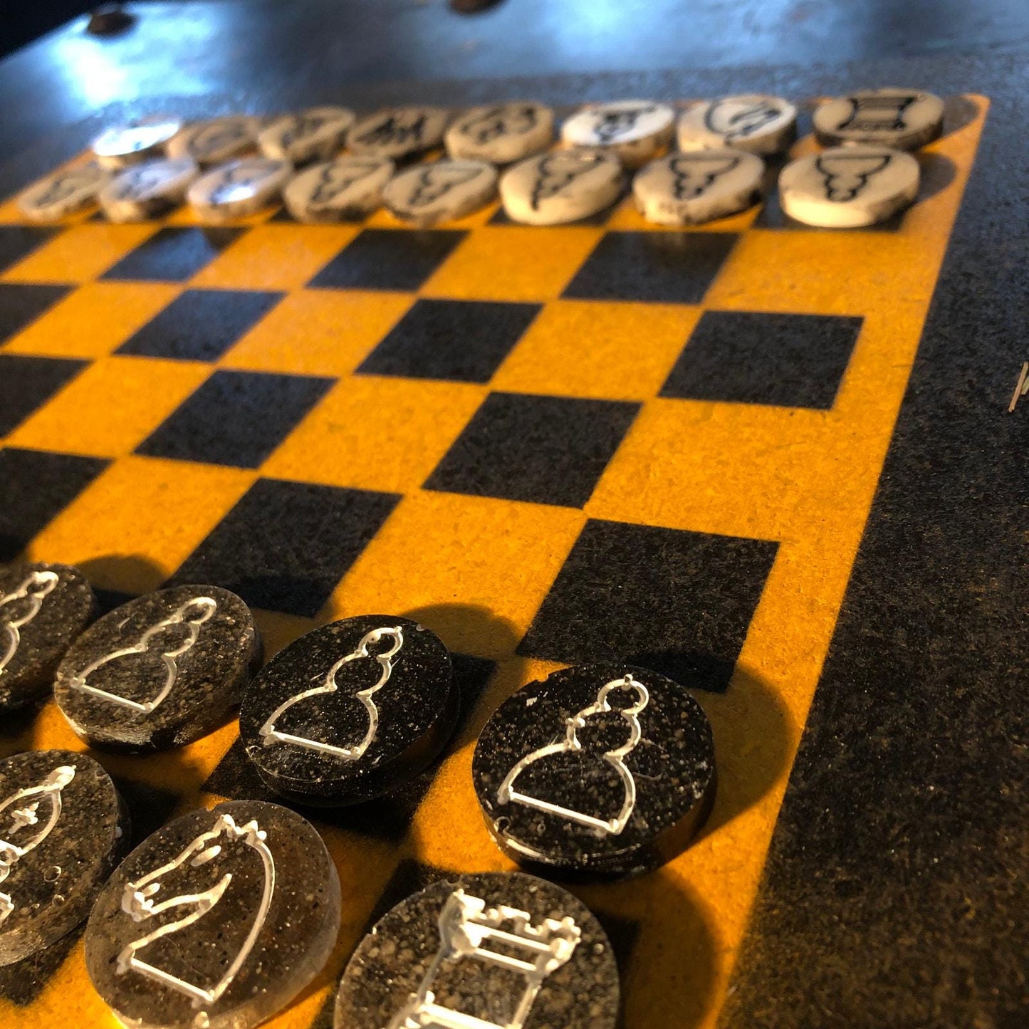 Chess Set - Black & Yellow (Resin Pieces)