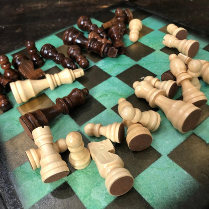 Scrapbook Chess Set - Golden Green