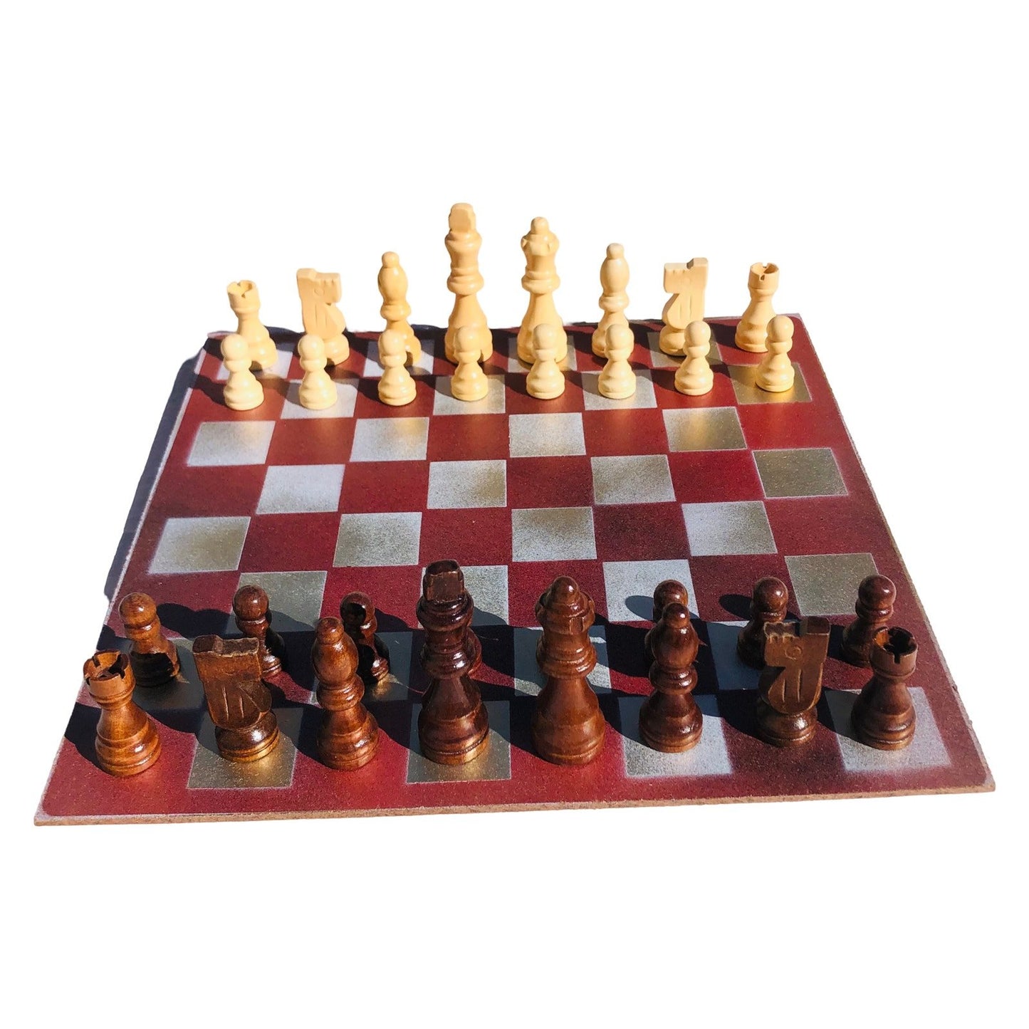 Chess Set - Red Golden Tan