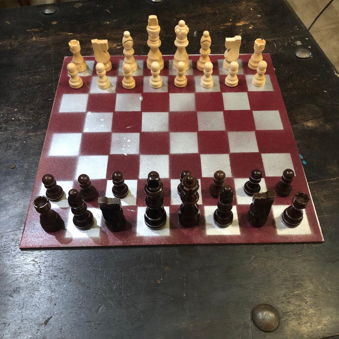 Chess Set - Red & Silver