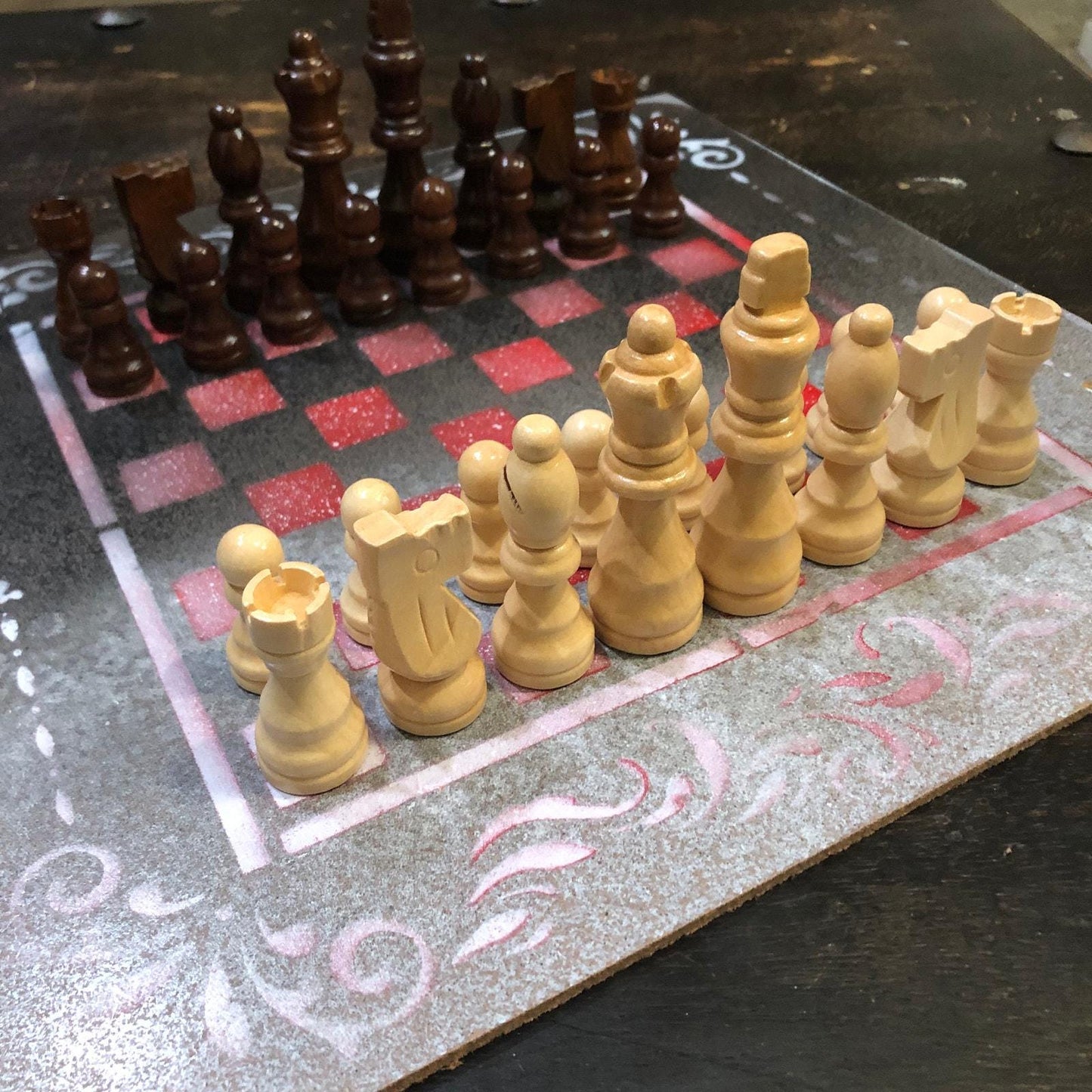 Chess Set - Burnt Red Snow