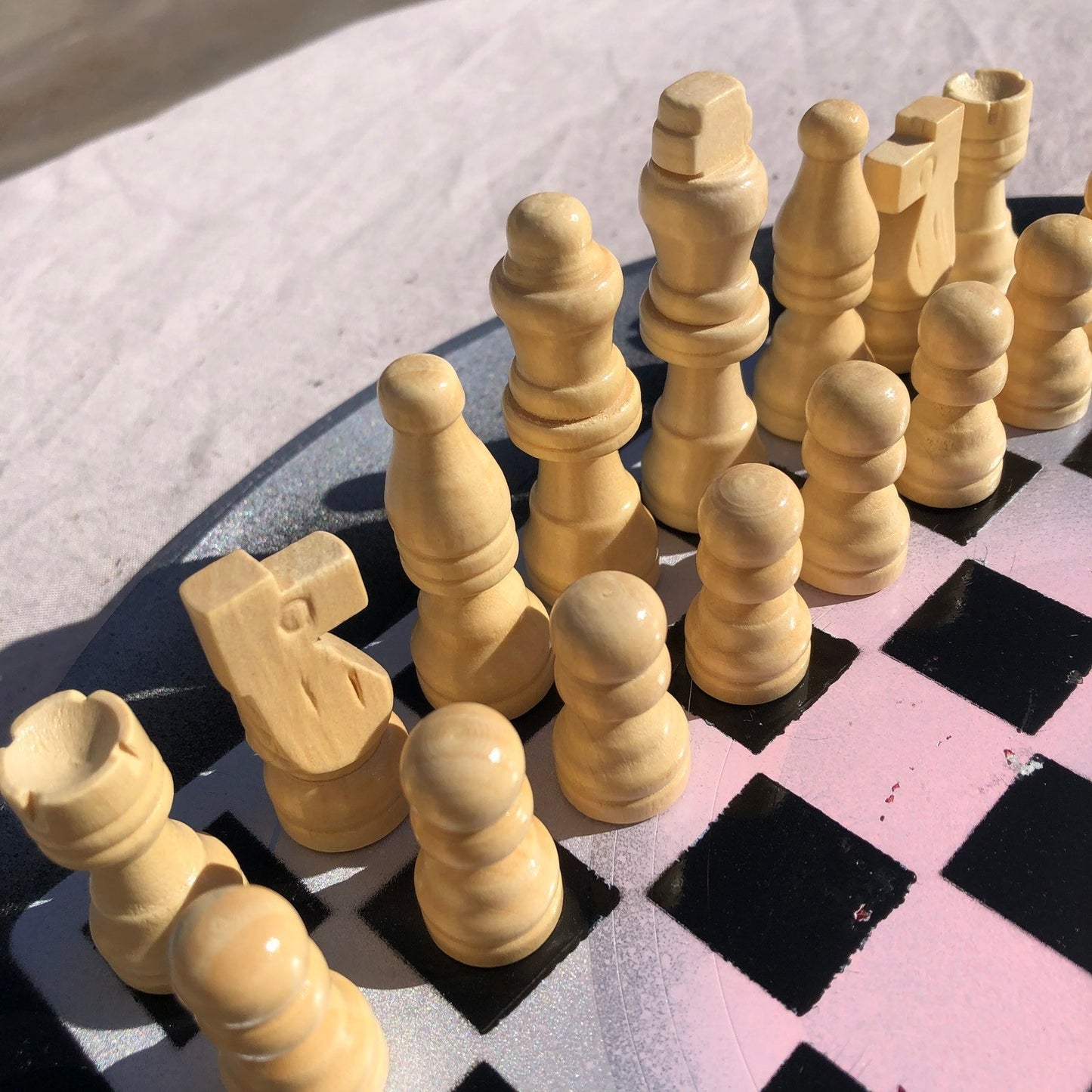 Vinyl Chess Set - Blush Pink